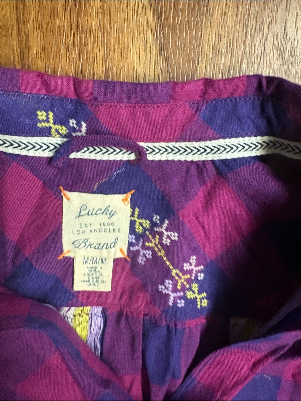 Lucky Brand Purple and Pink Plaid Button-Front Tunic Shirt Dress - Picture 3 of 4